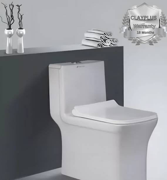 clayplus P-TRAP CERAMIC ONE PIECE WESTERN TOILET COMMODE WITH SEAT COVER Western Commode
