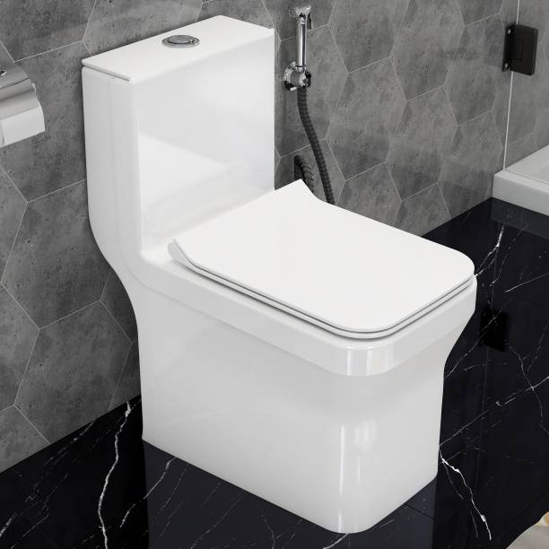 Plantex Ceramic One Piece Western Commode With Toilet Seat/Water Closet - S Trap Outlet (APS-743) Western Commode