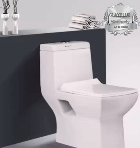 clayplus Platinum Ceramic Western Toilet/Water Closet/Commode With Soft Close Toilet Seat PREMIUM GRADE FLOOR MOUNTED "S" TRAP ONE PIECE Western Commode