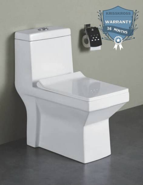 KRISS KROSS PREMIUM CERAMIC Elongated Floor Mounted S Trap 225mm/9inches Western Commode