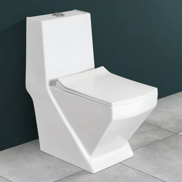 Plantex Ceramic One Piece Western Toilet/Water Closet/Commode with Seat- S Trap Outlet (APS-744) Western Commode