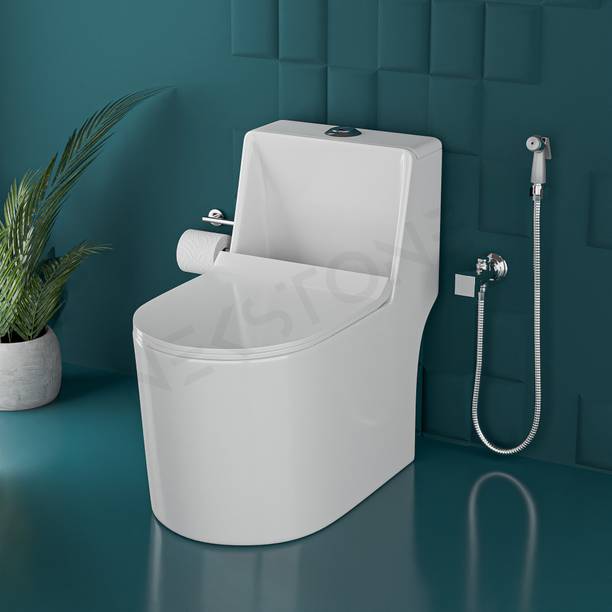 NEKSTONE Rimless 5D Commode for Toilet/One Piece Western Toilet/Commode (9 inch) S-Trap squaro one piece Western Commode