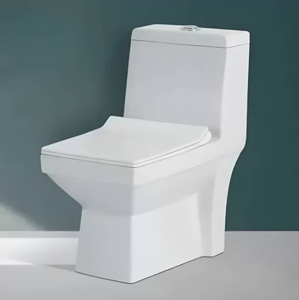 clayplus 113 Premium Grade Ceramic's One Piece Western Toilet Commode with 9 inch Trap Western Commode
