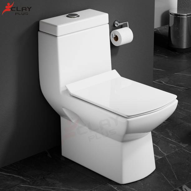 clayplus Platinum Ceramic Western Toilet/Water Closet/Commode With Soft Close Toilet Seat PREMIUM GRADE FLOOR MOUNTED "S" TRAP ONE PIECE Western Commode