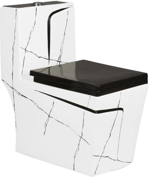 Vardhman Ceramics Designer One Piece Rimless Flushing Western Commode Floor Mounted S Trap 225mm Western Commode