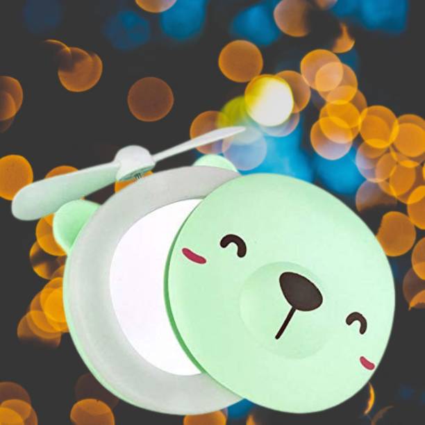 SpadeAces Mini Cartoon Make Up/Mirror Fan with LED Lights and USB charging