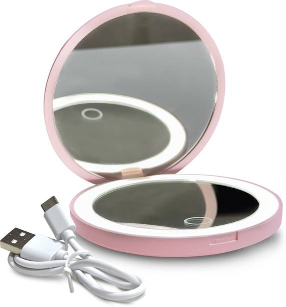 SKINCE Compact LED Mirror, Rechargeable with 10x/1x Mirror & 3 Lights, C Type Charging.