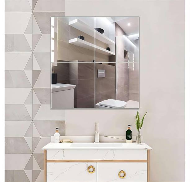 shop fusion Flexible Frameless Square Self-Adhesive Acrylic Mirror – 30×30 cm (Pack of 2) Decorative Mirror