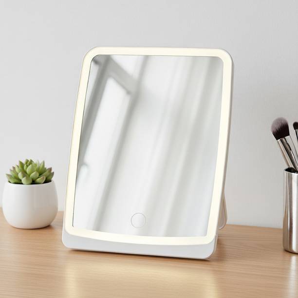 Stelliferous Modern Rectangle 3-LED Stand Mirror, Makeup Mirror with Light, Aesthetic Mirror