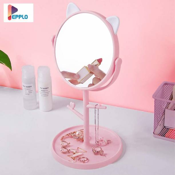 pepplo Cat Shape Makeup Mirror Standing Table Vanity Mirror on Stand with Rotation