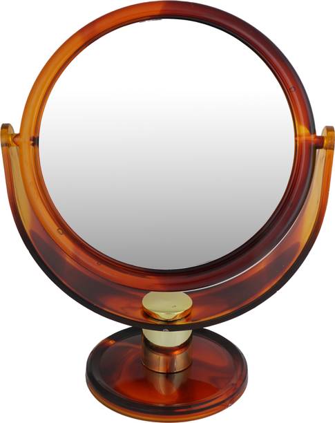 Scarlet Line Professional Series Round Shape Double Sided Magnifying Makeup Mirror with Stand for Men and Women, Shell Color, Medium