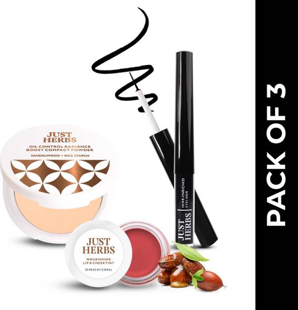 Just Herbs On-The-Go Beauty Trio Pack (Compact, Eyeliner, Lip & Cheek Tint) Compact