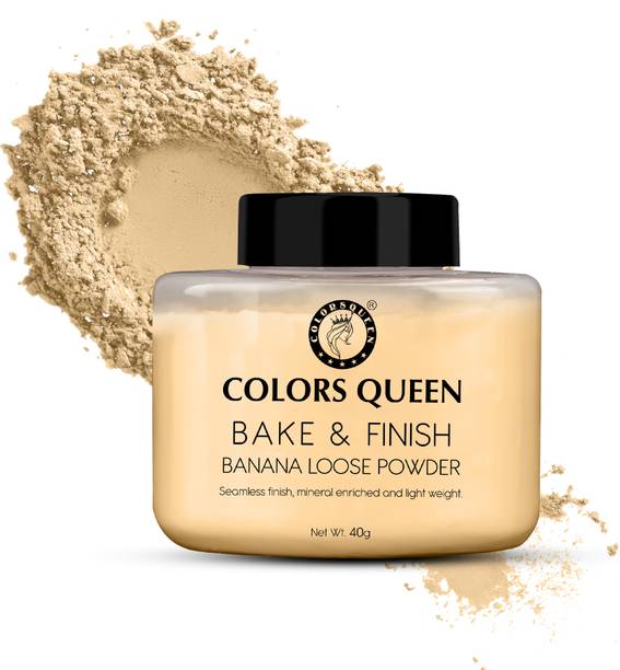 COLORS QUEEN Bake & Finish Banana Loose Powder, Long Lasting Makeup Setting Powder Compact