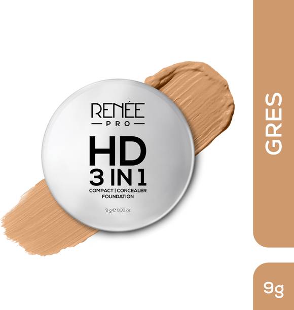 Renee HD 3-in-1 Compact, High Coverage, Matte Finish, SPF 20, Vitamin E & Aloe Vera Compact