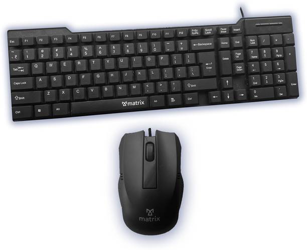 MATRIX USB Wired Keyboard and Wired Optical Mouse Black (KM200+KM100) Combo Set
