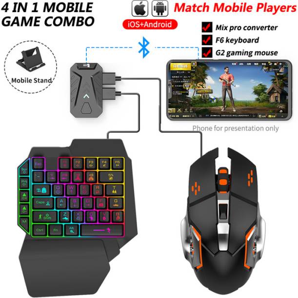 DWH Bluetooth Gaming Keyboard Mouse Convertor For Smartphone 4 in 1 Combo Combo Set