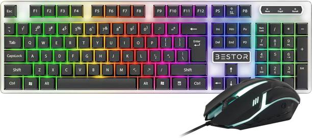 Bestor Set of 2 Wired RGB Gaming Keyboard with Wired RGB Gaming Mouse Combo Set Designed for Gaming