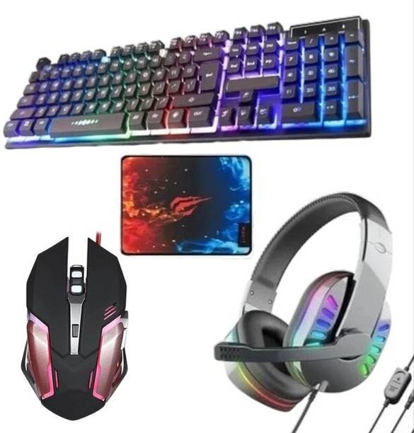 ENTWINO 4 in 1 Gaming Keyboard Mouse Combo With Gaming Headphone + Mousepad Combo Set Designed for Gaming Black