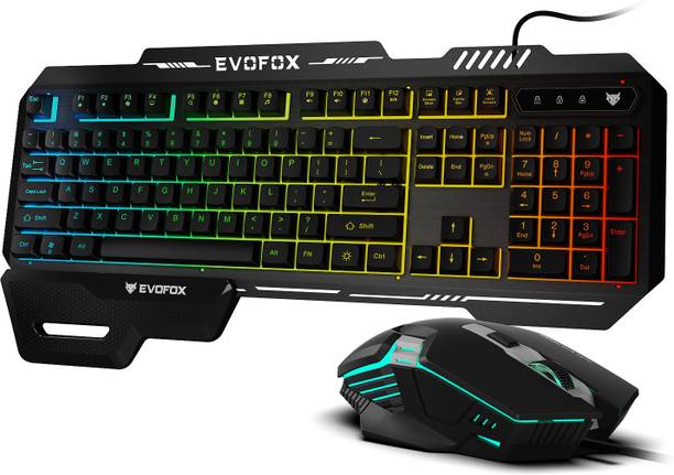 EVOFOX Warhammer 2 Semi-Mechanical Wired Keyboard & Mouse, Magnetic Wrist Pad, 7200 DPI Combo Set Designed for Gaming