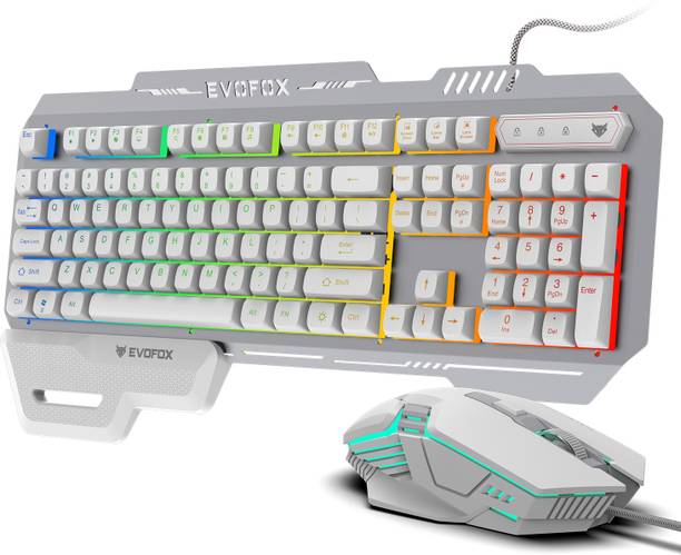 EVOFOX Warhammer 2 Semi-Mechanical Wired Keyboard & Mouse, Magnetic Wrist Pad, 7200 DPI Wired USB Standard Laptop Keyboard Compatible with Desktop, Laptop, Tablet, iPad, Mac