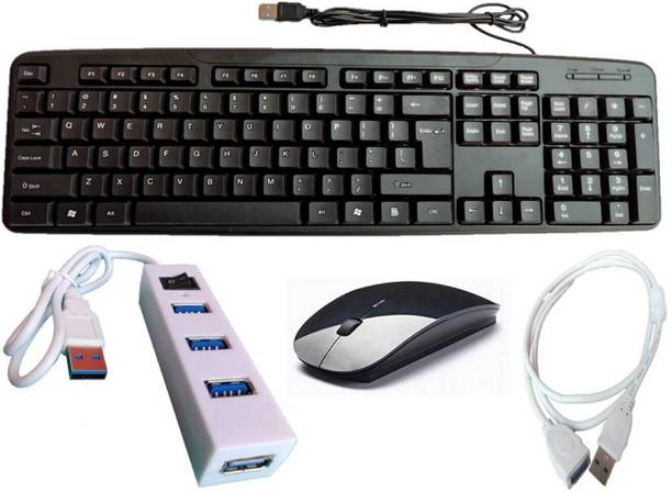 ANJO USB Keyboard-Wireless Mouse-2.0 USB Hub-Ext Cable 1.5m Combo Set