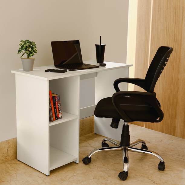 lussomobily lussomobily Study Table with Open Shelves Modern Desk Laptop Computer Table Engineered Wood Computer Desk