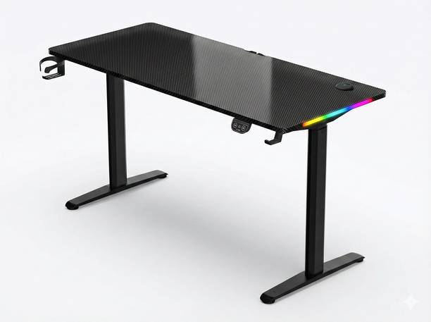 UrbanVolt Elevate Pro 1400 Electric Height Adjustable Desk | RGB | Steel Frame 1400×600 Solid Wood Workstation
