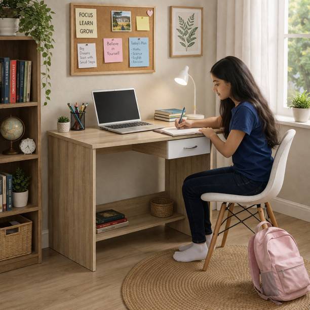 KAWACHI Kawachi Wooden Study Table with Drawer & Storage Computer Desk for Home Office Engineered Wood Computer Desk
