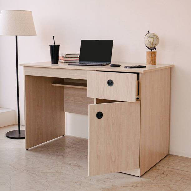 lussomobily lussomobily Wooden Study Table Computer Desk with Drawer and Cabinet Engineered Wood Computer Desk