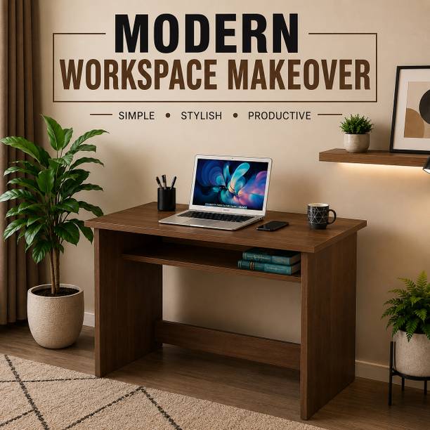 ACKEN ST-02 Brown Engineered Wood Computer Desk