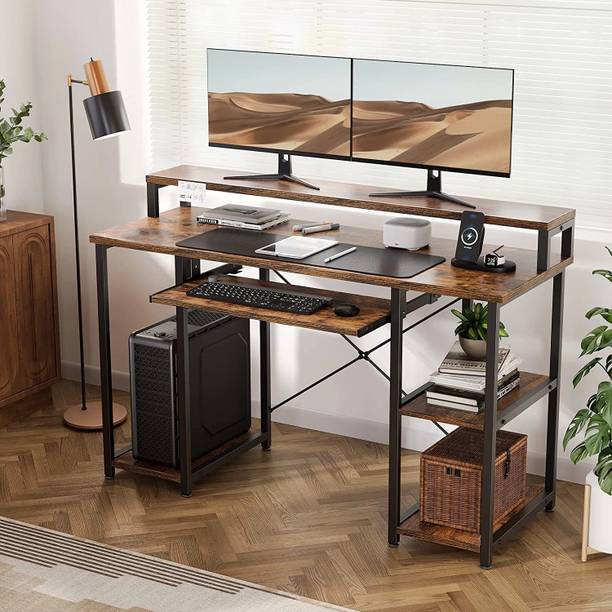 TEKAVO Engineered Wood Computer Desk (Straight, Finish Color - Keyboard Tray - 140 CM Engineered Wood Computer Desk