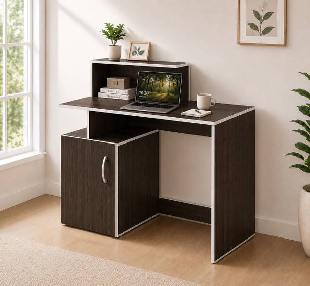 US DZIRE Computer Table with Storage Cabinet & Open Shelf | Study Desk For Home Office Engineered Wood Computer Desk