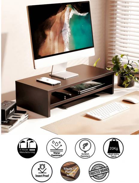 Dime Store Dime Store Wooden Monitor Stand with Storage Organizer For Desk, Tables, Office Solid Wood Computer Desk