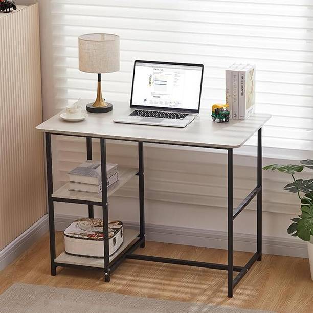 Pazano Atharv Multipurpose desk Study table with two shelf, 100x60 CM- 15W Natural Engineered Wood Computer Desk