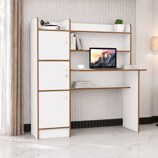 ROOSO LIVING Vision 3 Door Study Table with Storage Cabinet & Bookshelf Engineered Wood Computer Desk