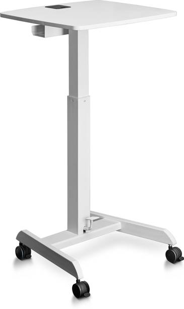 Frido Portable Standing Desk for Home & Office | Height-Adjustable, Lockable Wheels Solid Wood Workstation