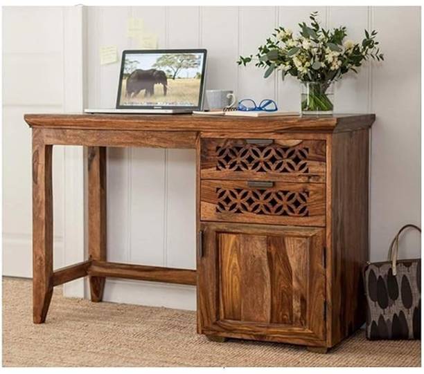 GAIDWOOD Solid Sheesham Wood Study Table with 2 Drawers and 1 Door Storage for Office Solid Wood Computer Desk