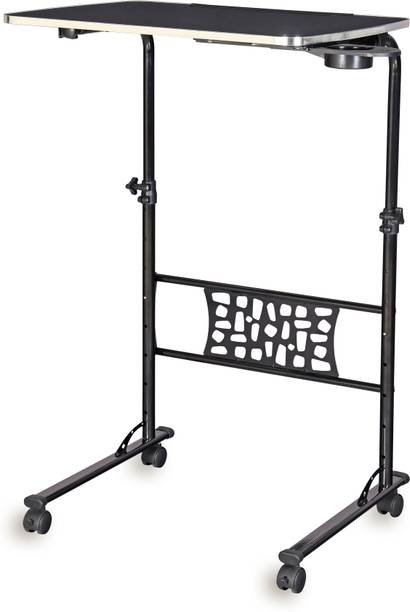 TABLE MAGIC Urban Raiser Black Tall Boy Laptop Table with Castors Engineered Wood Multipurpose Table