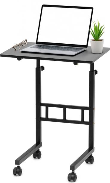 Livzing Height Adjustable Tables for Computer & Laptop with lockable Wheels-White Engineered Wood Computer Desk