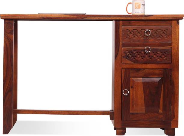 rf royal finish Carvo Computer Table without Keyboard Tray,Cabinet & Drawer,Natural Colour Solid Wood Computer Desk