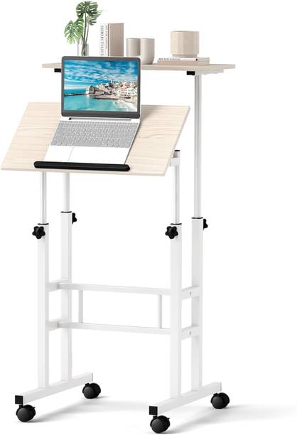 Livzing Height Adjustable Lapdesks with Locking Wheels-Black Engineered Wood Computer Desk