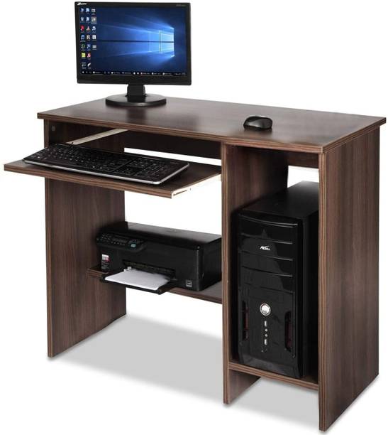 SUNCROWN Kingsley Office Desk with Shelf and Drawer Storage for Home | Study | Office Solid Wood Computer Desk