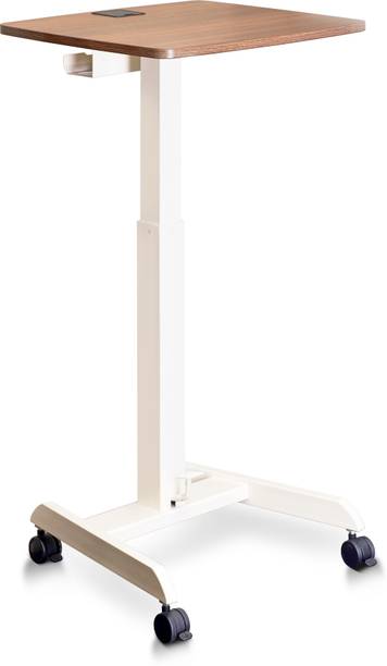 Frido Portable Standing Desk for Home & Office | Height-Adjustable, Lockable Wheels Solid Wood Workstation