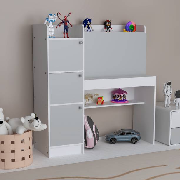 ROOSO LIVING Vision 3 Door Study Table with Storage Cabinet & Bookshelf Engineered Wood Computer Desk