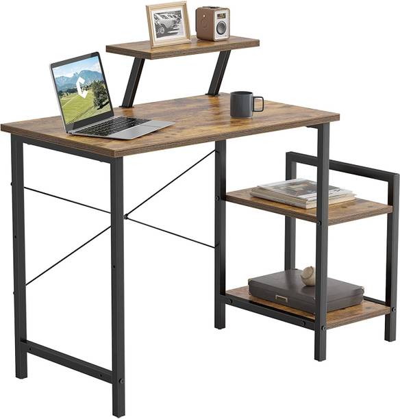 TEKAVO Office Table Computer Desk for home office with Storage Shelves & Monitor Riser Engineered Wood Computer Desk