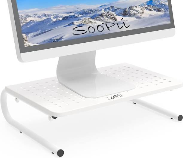 Soopii Metal Monitor Stand Riser Vented Metal Base, 1 Tier Desk Stand Metal Computer Desk