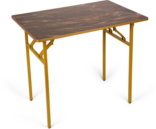 Kiara Quality First Multi-Purpose Portable & Foldable Wooden Computer Table with Metallic Golden Leg Solid Wood 1 Seater Dining Table