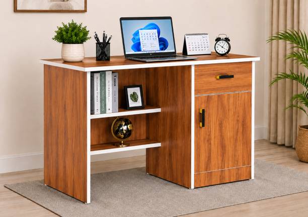 US DZIRE Computer Table with Storage Cabinet & Drawer | Study Desk For Home Office Engineered Wood Computer Desk