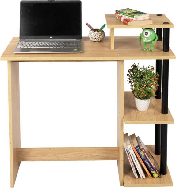 KAWACHI Woodit Laptop Table Computer Desk Bookshelf, Printer Files Shelves Engineered Wood Computer Desk