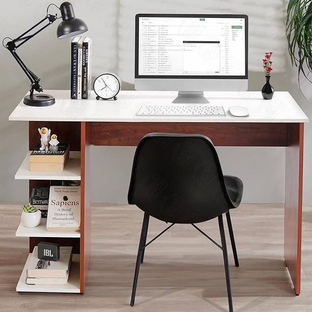 woodcom Study Table with 3 Tier Bottom Storage - Modern Tabletop Office Table for PC Engineered Wood Computer Desk
